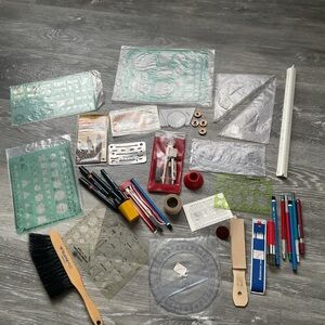Large lot of vintage Drafting and Drawing Tool Set